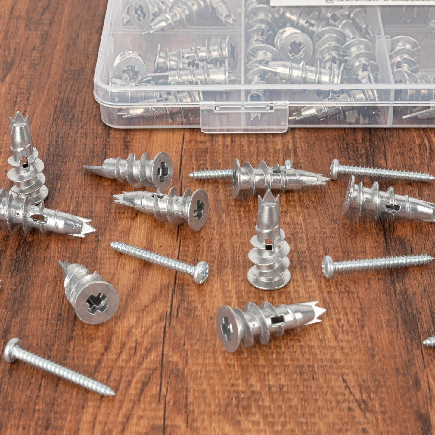 KURUI Metal Self Drilling Drywall Anchors, 116PCs Shatter-Resistant Wall Anchors and Screws Kit, 58 Heavy Duty Sheetrock Anchors + 58#6 x 1-1/4'' Screws, Zinc Hollow Dry Wall Anchors 50LB Hanging