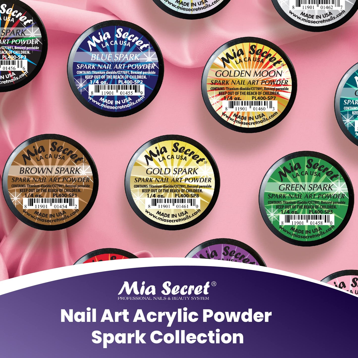 Mia Secret Nail Art Powder Collection 12 Colors Mix (Spark)