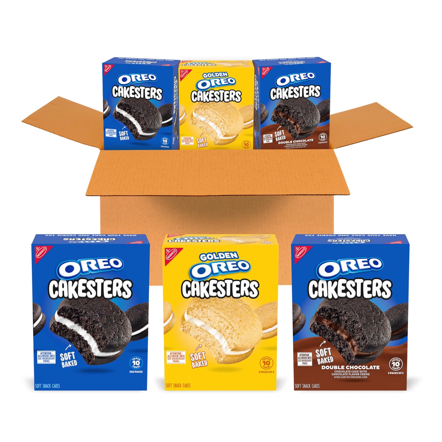 OREO Cakesters Soft Snack Cakes Variety Pack Christmas Stocking Stuffers 3-5 Count Packs (15 Total Snack Packs 5 Per Flavor)