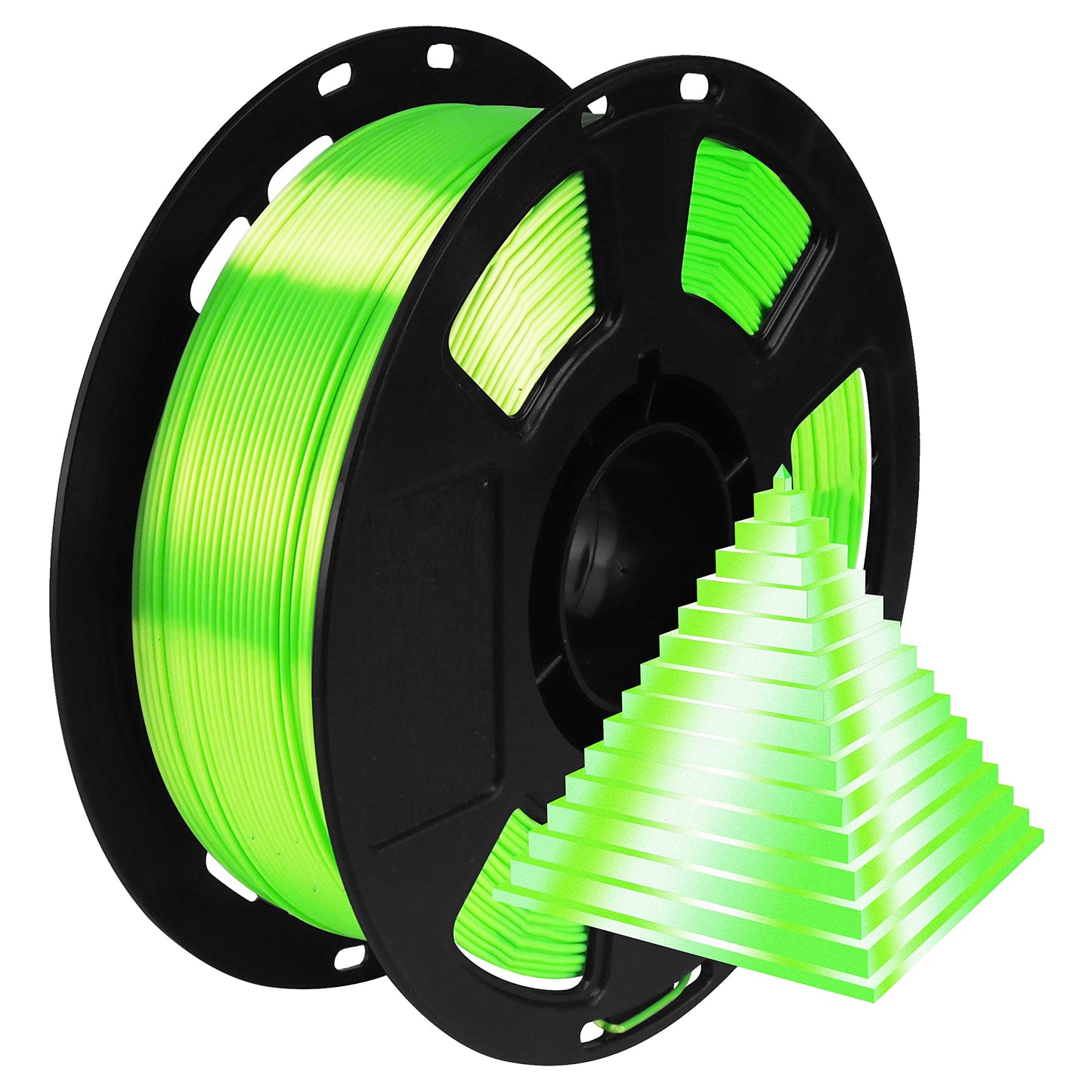 Shiny Silk Bright Lime Green PLA 3D Printing Material, 1kg 2.2lbs 1.75mm 3D Plastic Material, Widely Support for FDM 3D Printer,