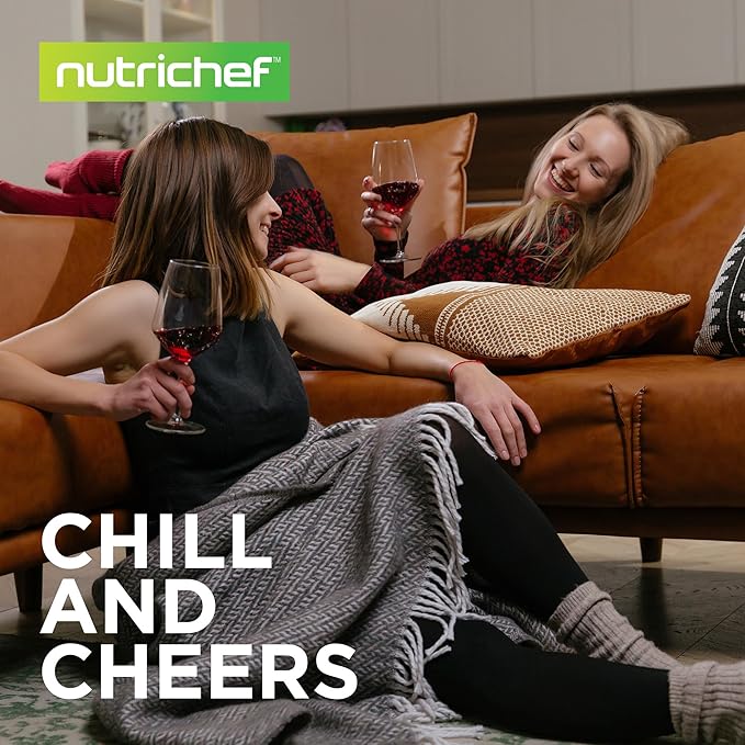 NutriChef PKCWCDS275 Dual-Zone Wine Cooler, 27-Bottle Refrigerator, Digital Touch Button Control with Air Tight Seal, Adjustable Temp 41-64F, Freestanding Cooler, Black