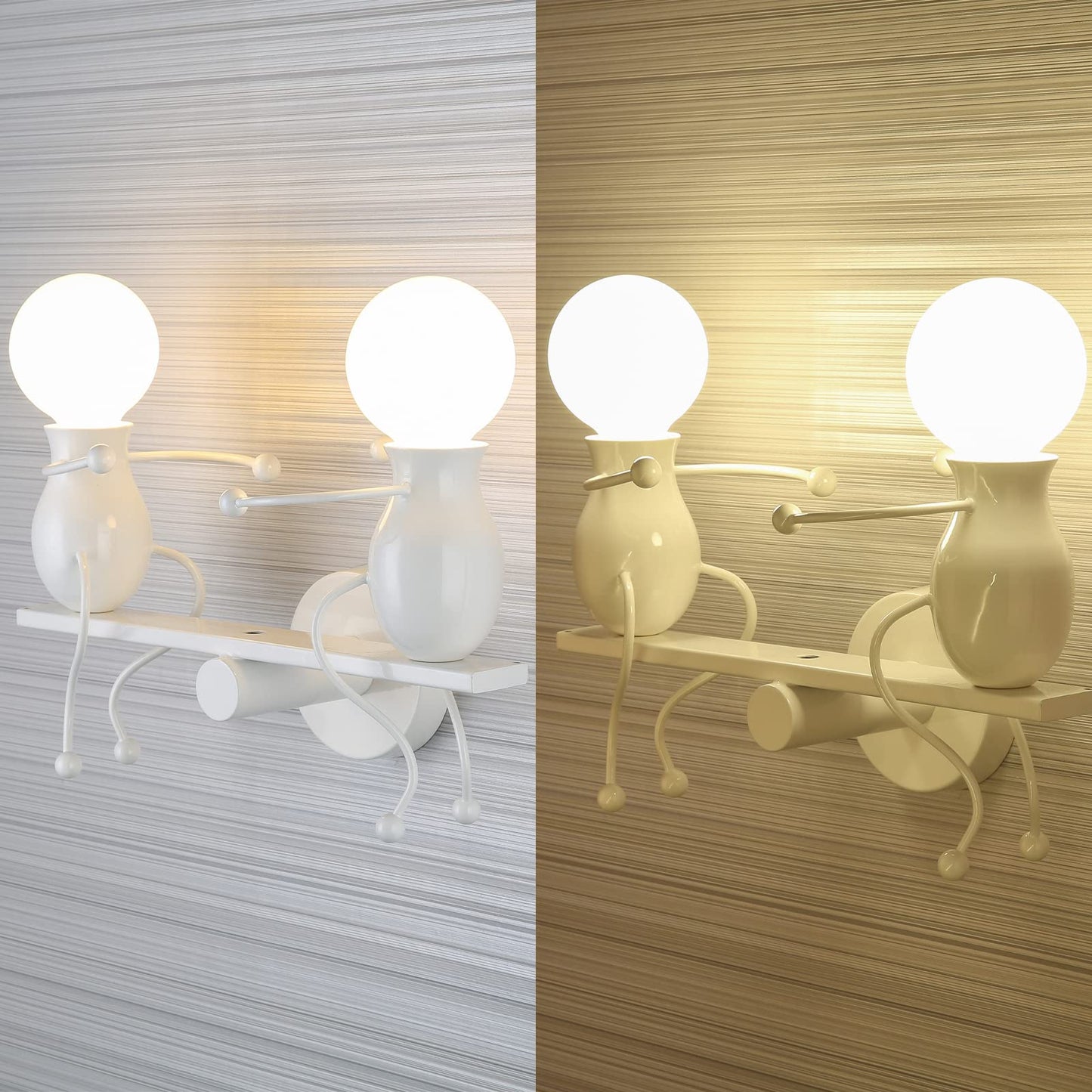 SOUTHPO LED Metal Wall Light Fixture - Seesaw Double Wall Lamp, White, Modern Children Cartoon Design
