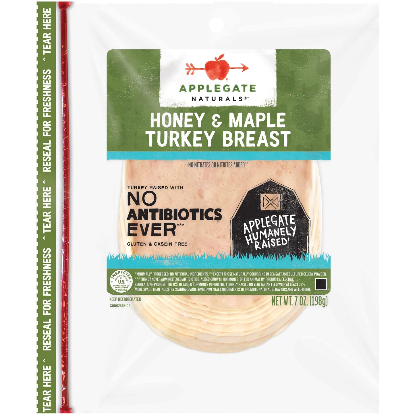 Applegate, Natural Honey & Maple Turkey Breast Sliced, 7oz