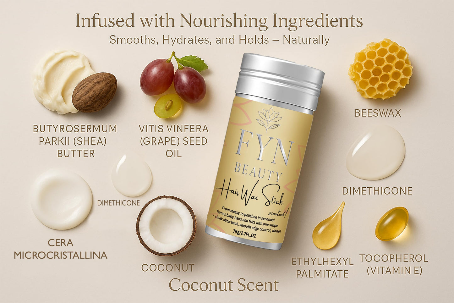 FYN Beauty Hair Wax Stick - Slick Back Hair Products - Edge Control - Hair Accessories for Women & Kids - Fly Away Stick for Hai