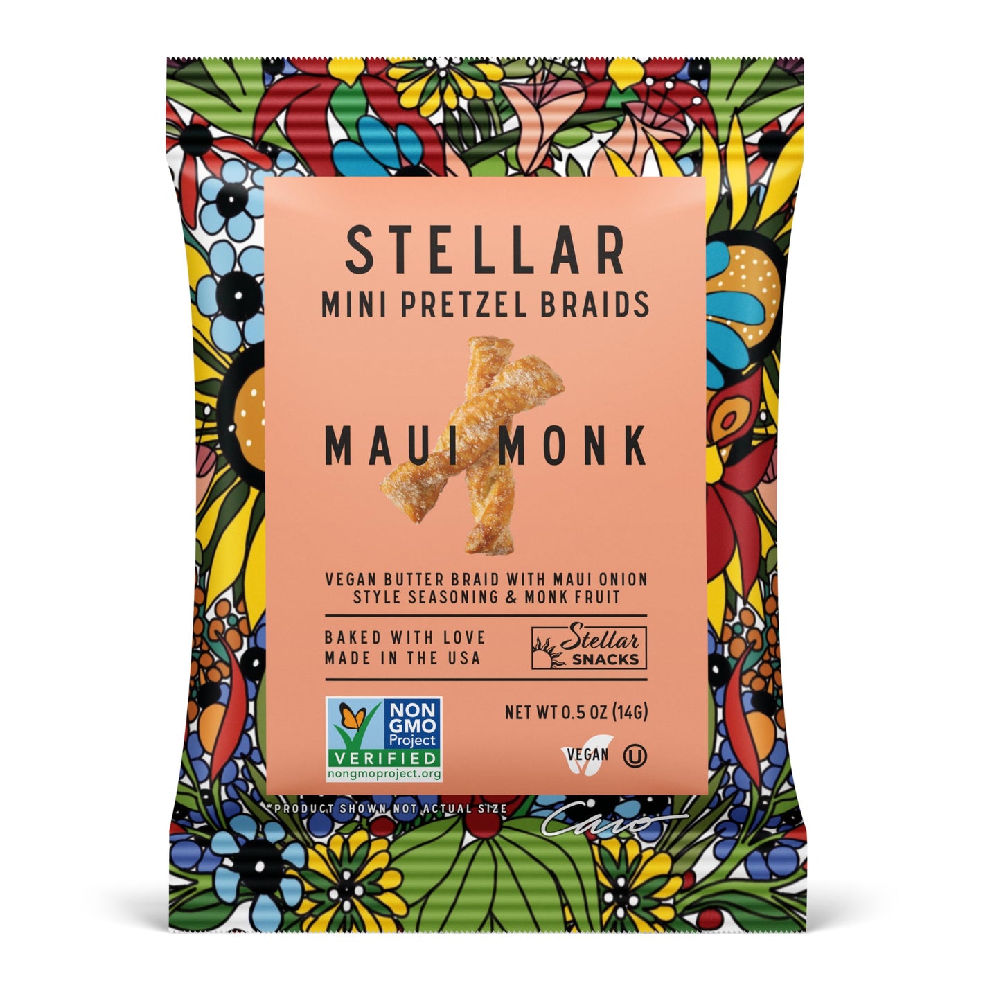 Stellar Snacks Mini Pretzel Braids Maui Monk 0.5 Ounce (Pack of 75) Vegan Friendly Kosher Non-GMO (0.5 Oz Maui Monk)