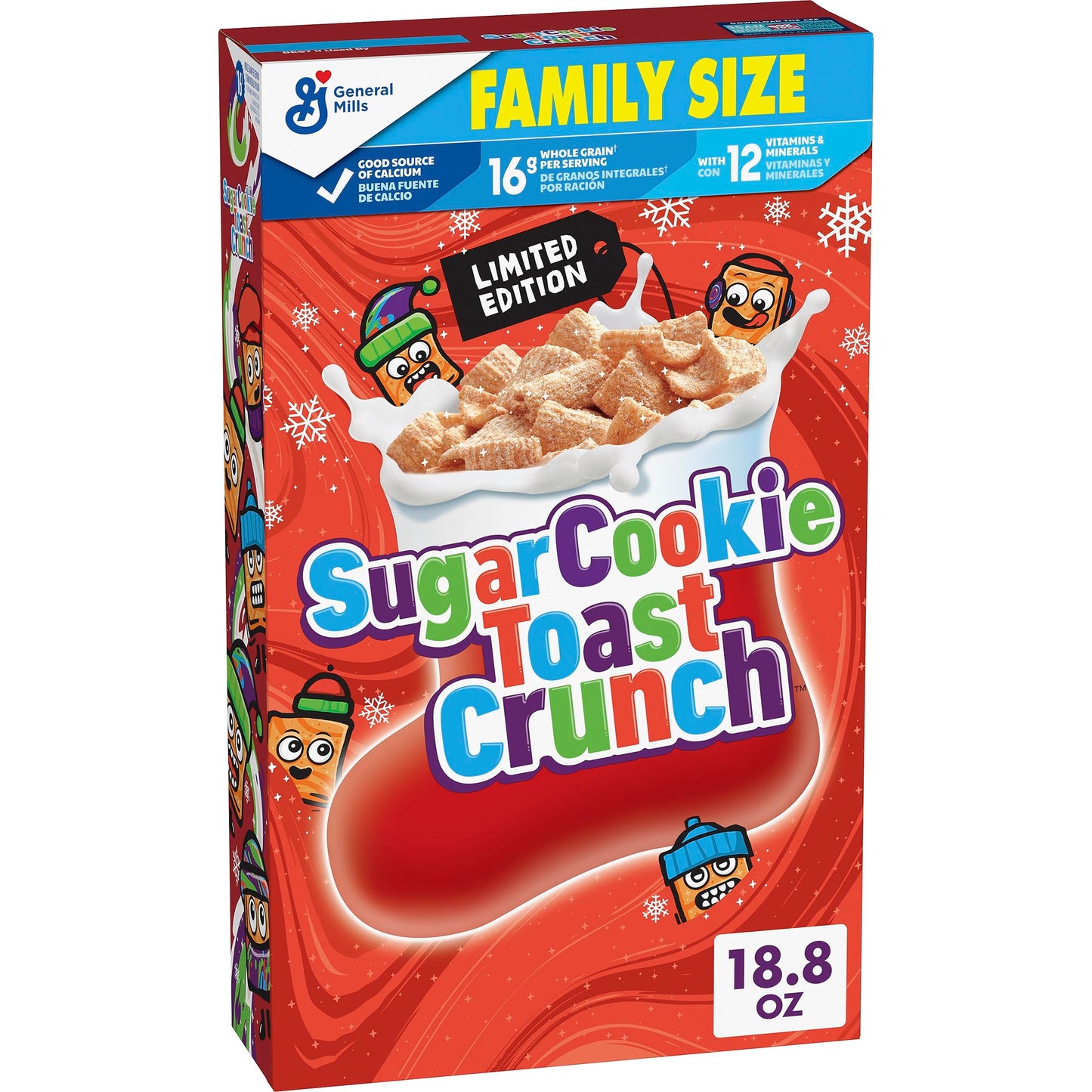 Sugar Cookie Toast Crunch Breakfast Cereal Crispy Naturally Flavored Sugar Cookie Cinnamon Cereal Limited Edition Family Size 18.8 oz