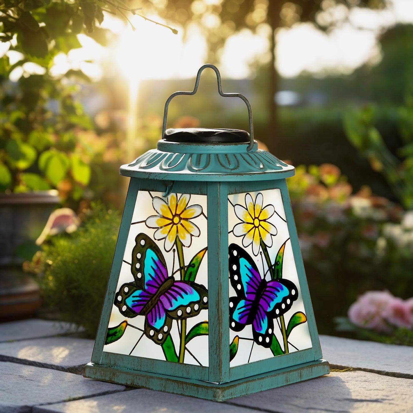 Butterfly Solar Lantern With Shepherd Hook Outdoor Hanging Metal Led Garden Light Waterproof For Patio Yard Pathway Unique Butterfly Lantern Decor And Meaningful Garden Gift For Mom Grandma Women