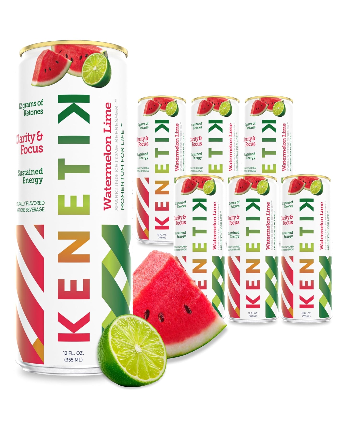 NEW! KENETIK Nootropic Ketone Drink Ketones for Energy & Focus Caffeine & Sugar Free High Performance D-BHB Ketone Mix Fuel w/Zero Crash or Jitters Ready to Drink - Watermelon Lime 6 Pk