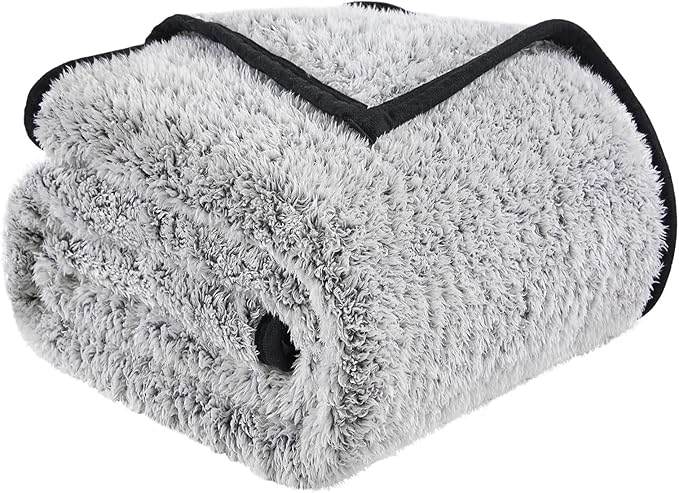 EMME Fuzzy Blanket Soft Fleece Throw Blankets for Women, Fluffy Sherpa Throws(Black,60"x80")