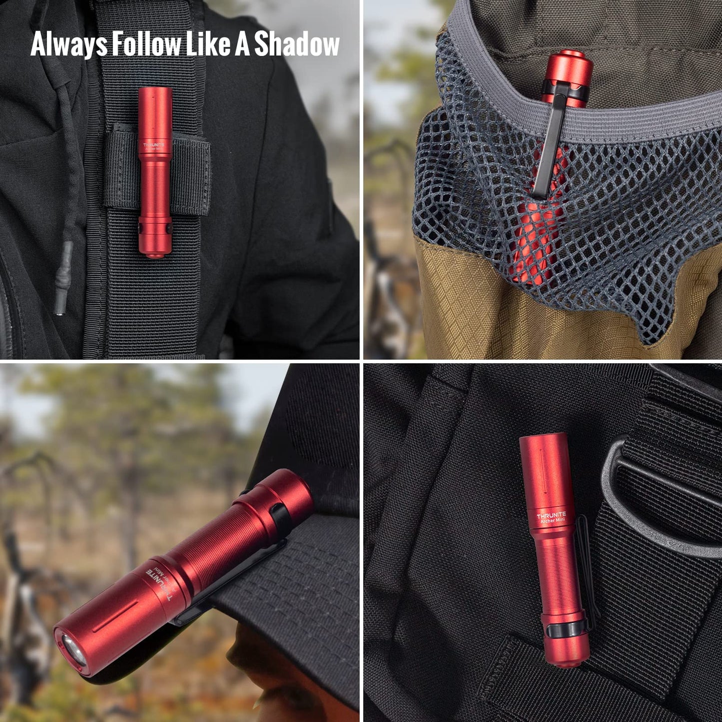 ThruNite EDC Flashlight Archer Mini, 405 Lumens, USB C Rechargeable, Pocket Size, Aluminum, Red Cool White