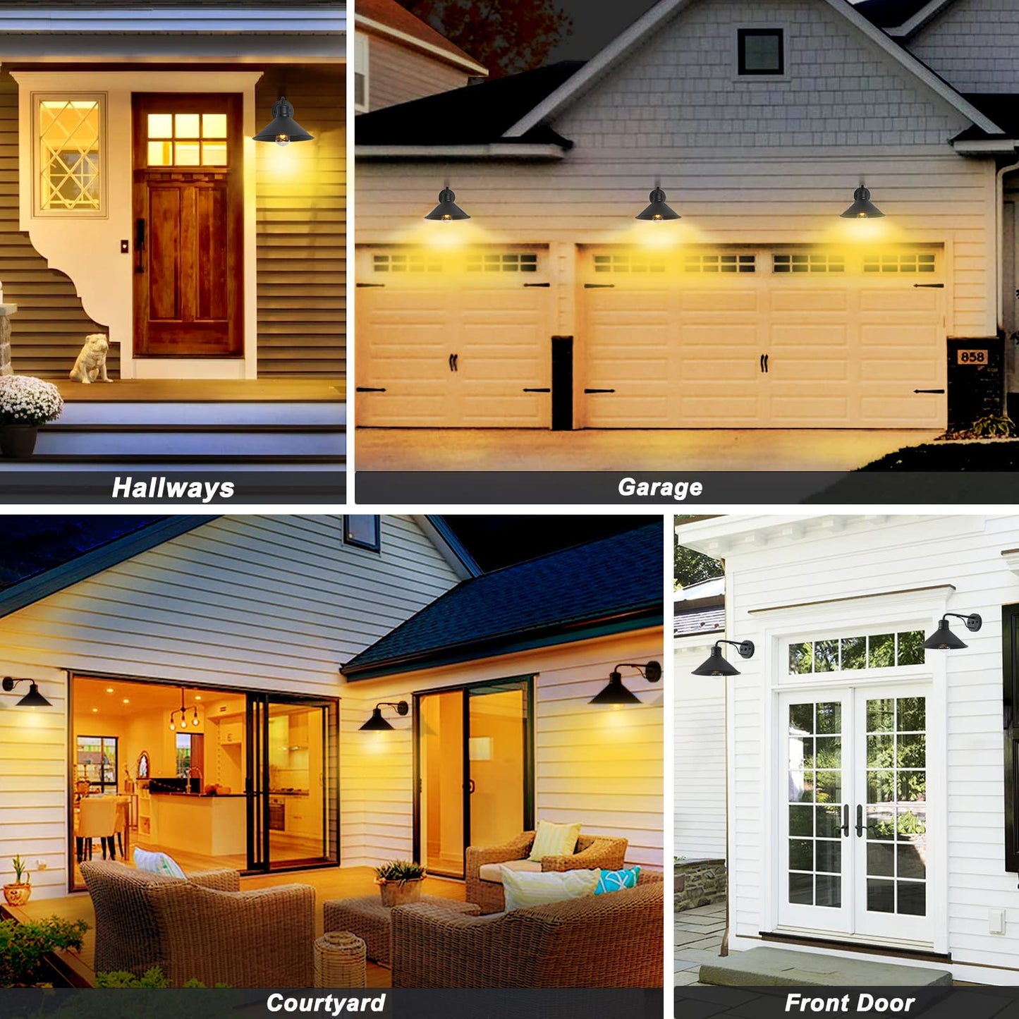 Ptrworoa Dusk To Dawn Sensor Wall Sconce Outdoor Lighting Fixture Industrial Outdoor Barn Light Matte Black Exterior Wall Sconce For Patio Doorway Porch Entryway Garage 2 Pack
