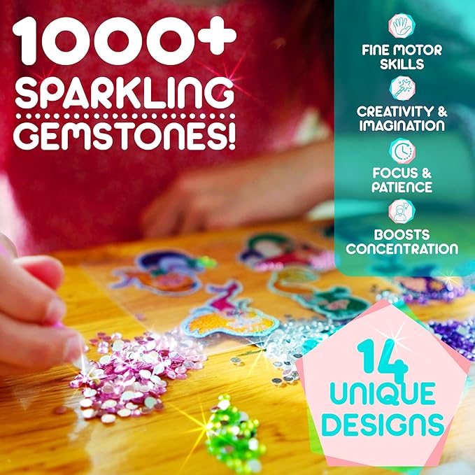 Blue Squid Diamond Art Kits for Kids ā Mermaid, Unicorn & Under The Sea - Fun & Easy DIY 5D Gem Art Kids Diamond Painting Kit - Arts & Crafts Kit, Girls, Boys Ages 6-12