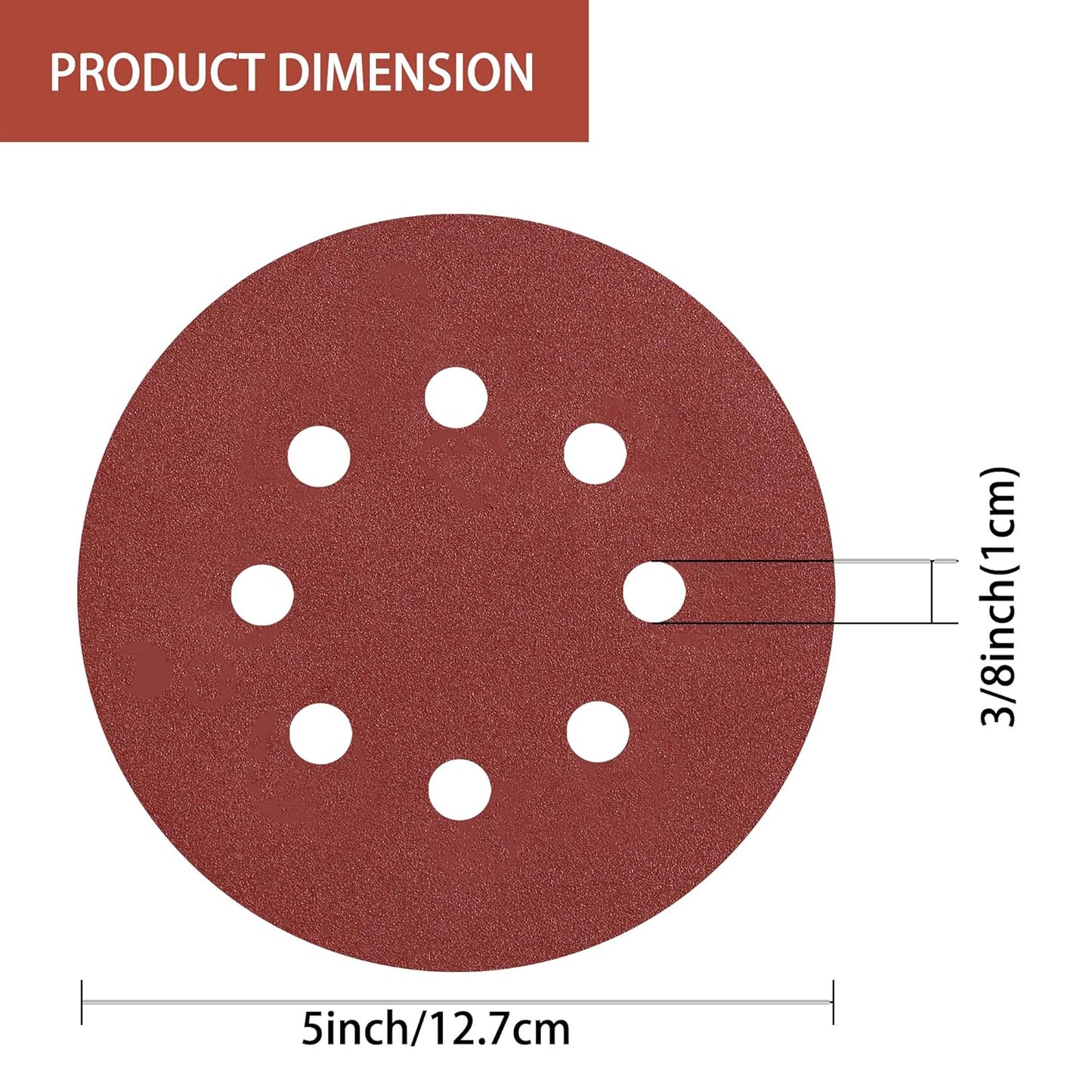 150pcs 240 Grit Sanding Discs, 5-Inch 8-Hole Sandpaper, for Woodworking or Automotive