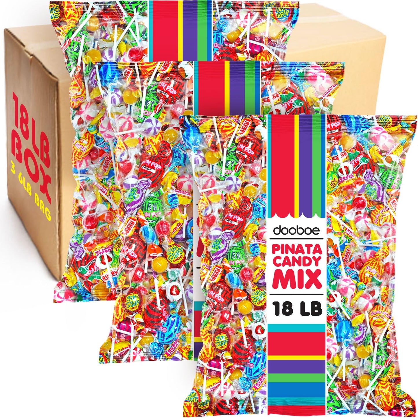 18 LB Bulk Candy Mix - Approx. 1 000 Pieces - Individually Wrapped Assorted Candy for Pinatas Parties Parades Birthdays Classroom Events & Fiesta Celebrations