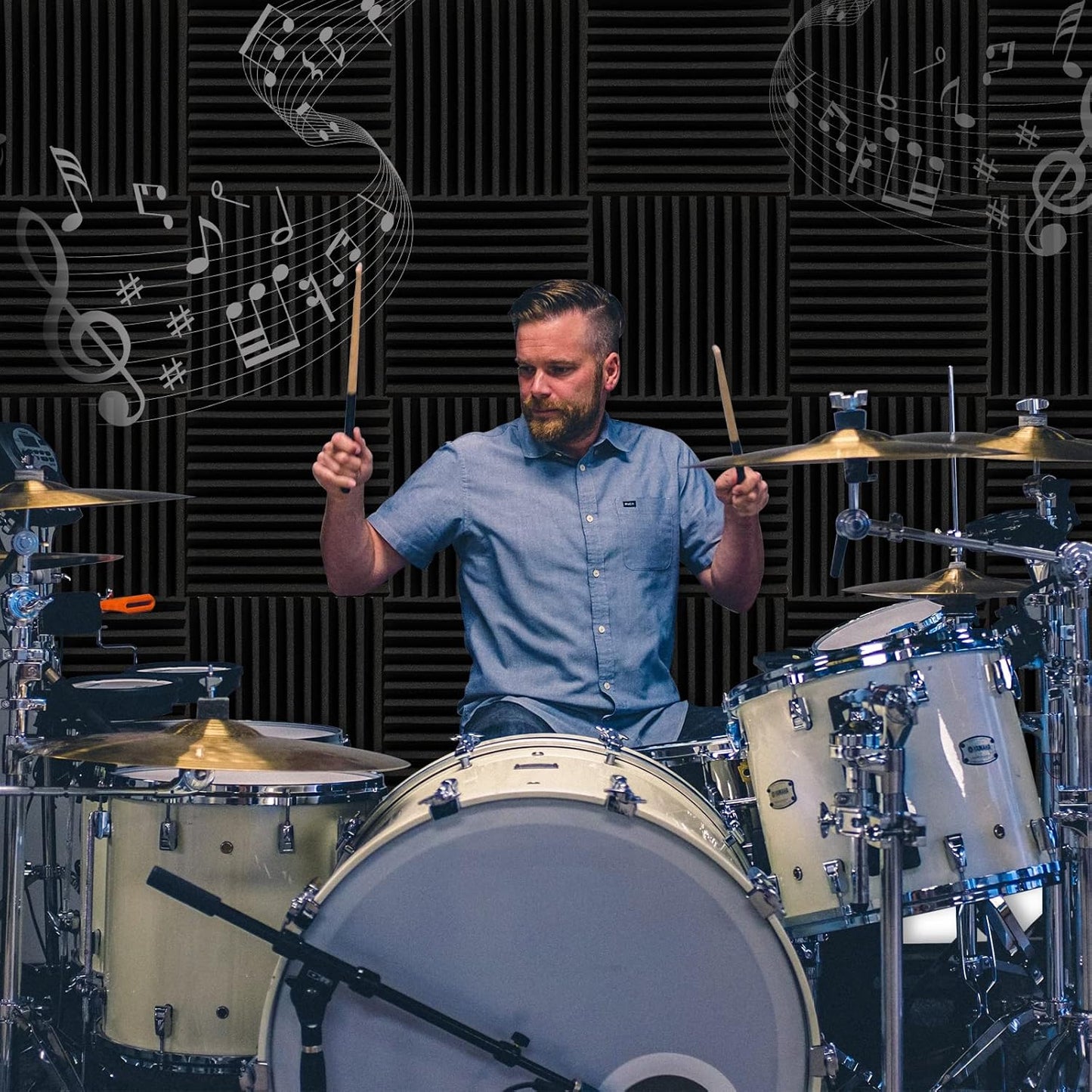50 Pack Acoustic Foam Panels,2"X 12" X 12"Sound Proof Foam PanelsHigh Density Sound Absorbing Panels,Soundproof Wedges Panels for Studio Recording & Office & Home
