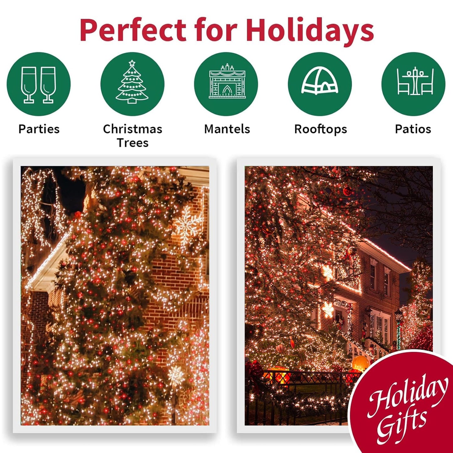 Lamphome 100 Count Red Clear Christmas Lights White Wire 20Ft Incandescent Holiday String Light Set For Indoor Outdoor Use Christmas Tree Halloween Valentine Wedding Lighting Decoration