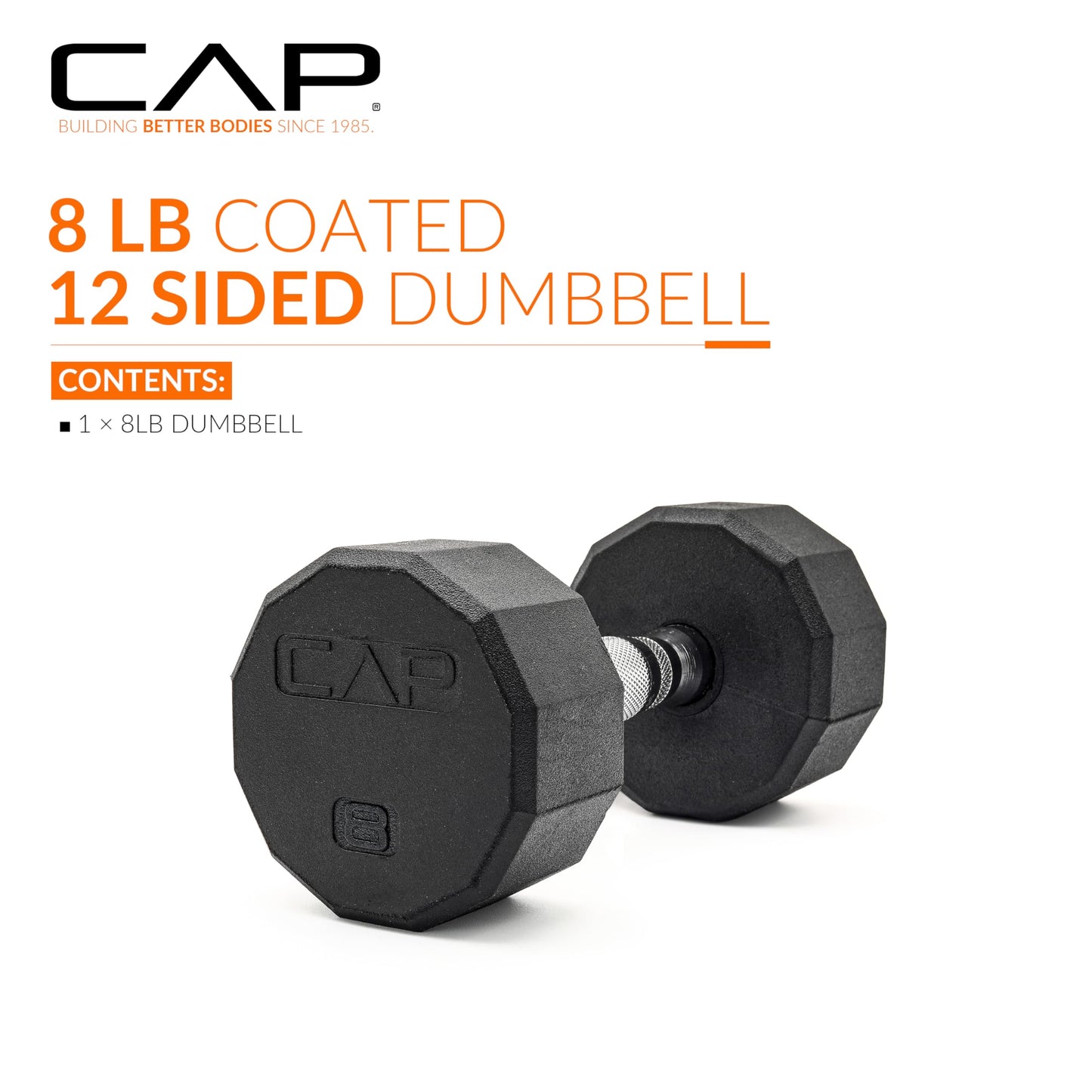 CAP Barbell 12-Sided Coated Dumbbell, 8 LB
