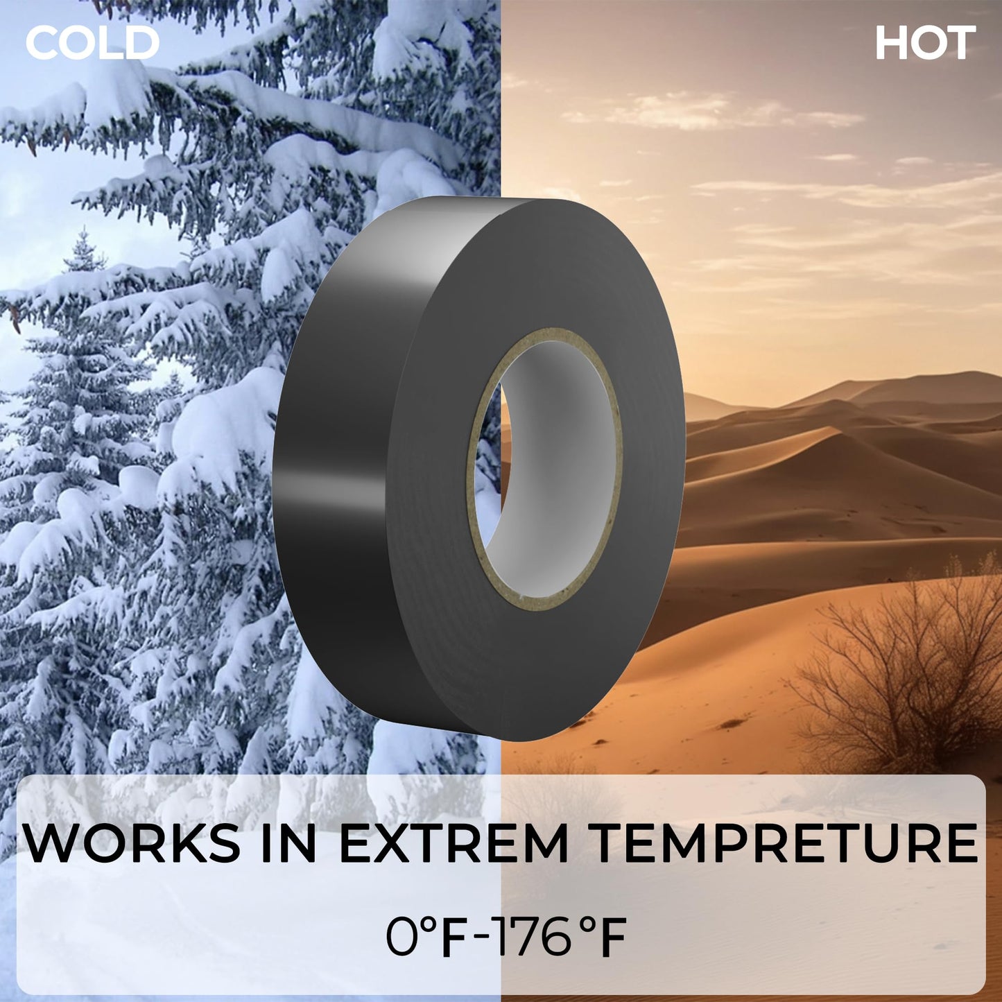 SWRT 0.75 in x 66 FT Black Electrical Tape Waterproof, 3 Pack High Temp Electric Tape Under 600V for All Weather - UV Protection - Flame Retardant