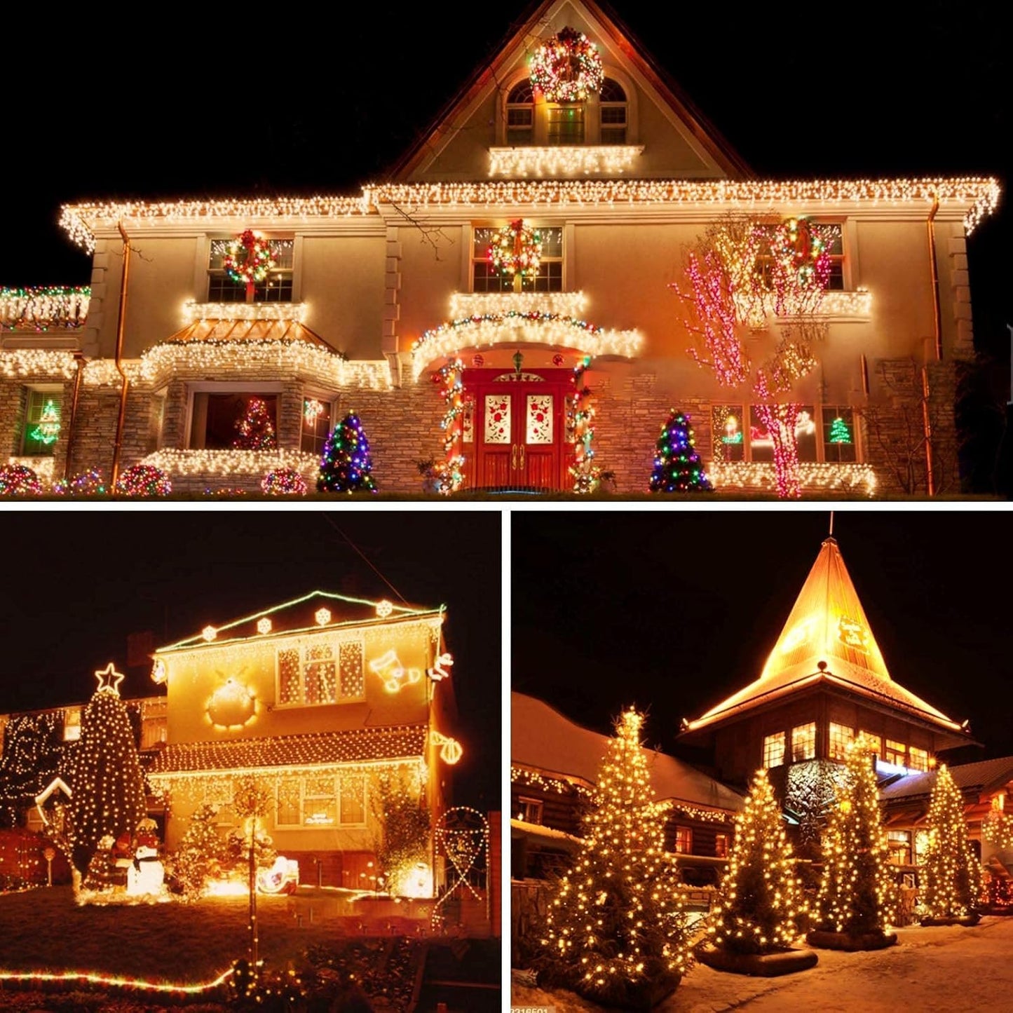 75Ft 1500 Led Cluster Christmas Lights Christmas Tree Lights Outdoor Indoor With 8 Modes & Timer & Remote Fire ers String Lights Waterproof For Garland Party Xmas Decorations Warm White