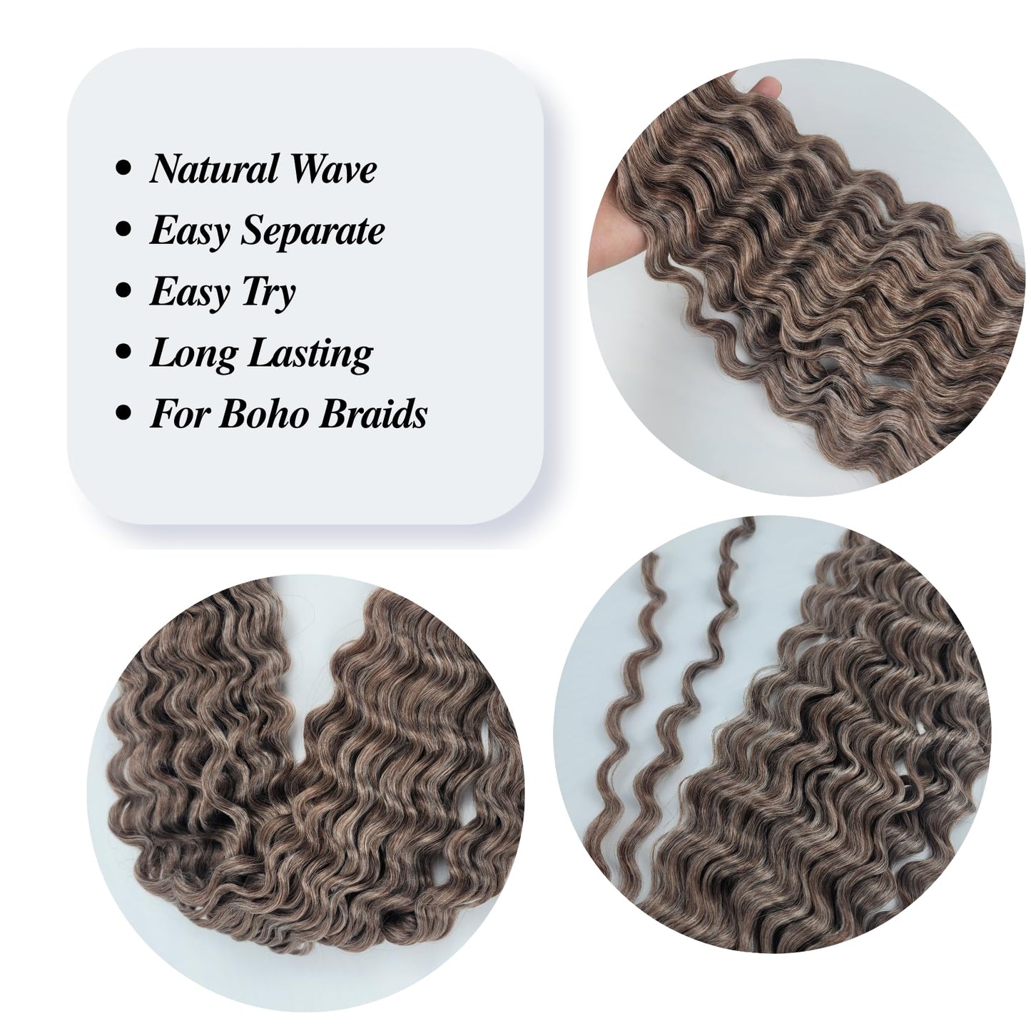Dark Ash Brown Boho Braiding Hair Pre Stretched Knotless Braiding Hair for Boho Braids(30 inch, Packs of 5)
