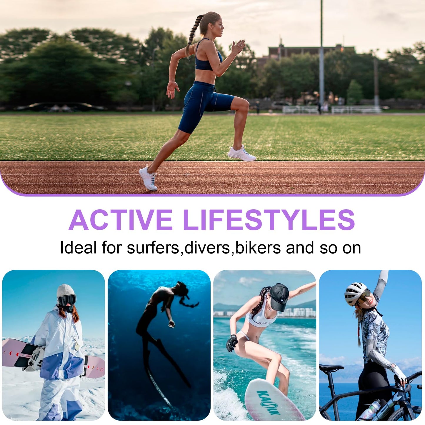 YOcity Elastic Hair Ties for Beach Sports 4 Packs 16 Sport Hair Ties for Women Pony Tails for Thick Long Hair Swimming