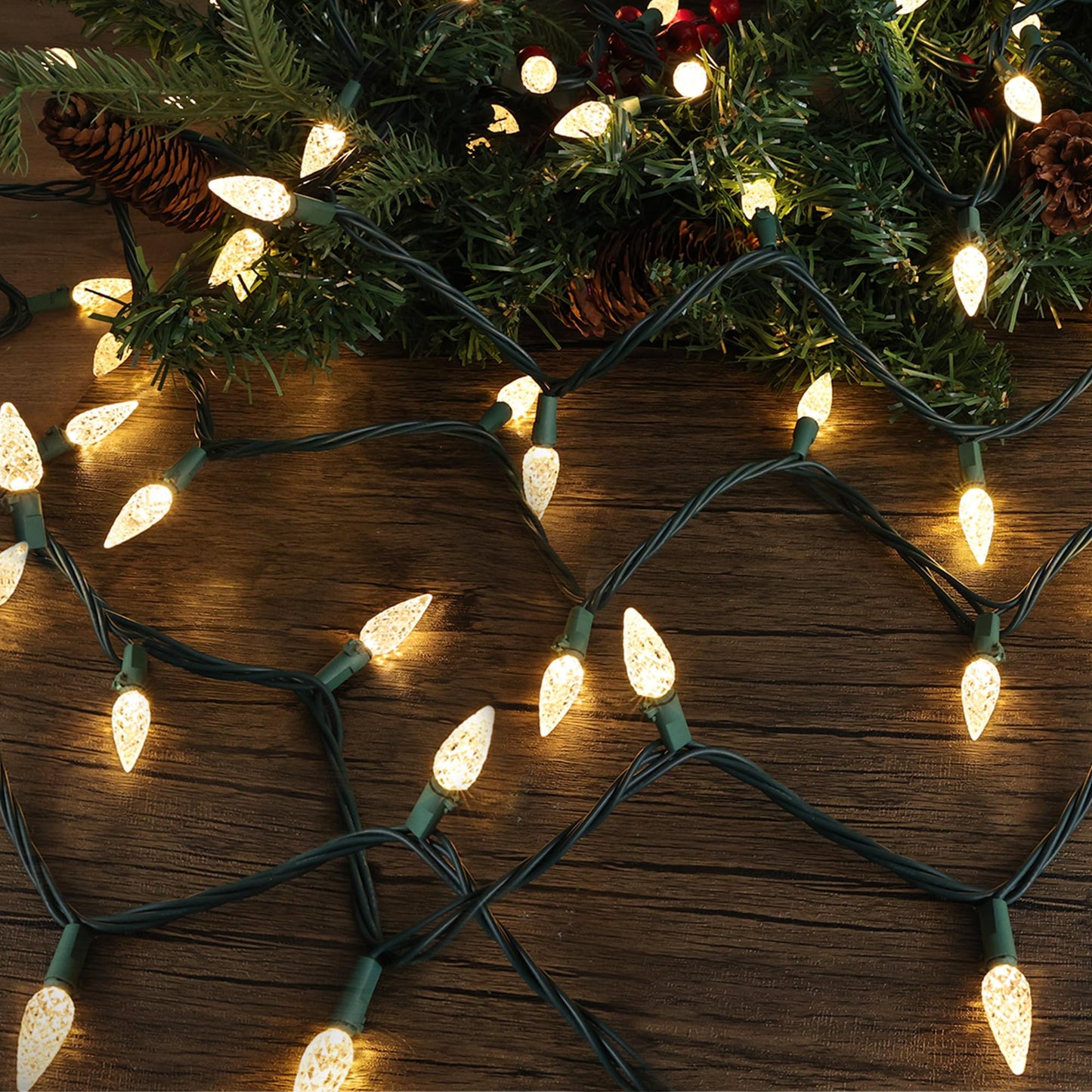 Brizled Gentle Twinkle C5 Christmas Lights 33Ft 100 Led Christmas String Lights Connectable 120V Warm White Xmas Tree Light Indoor Outdoor Twinkle Xmas Light For Tree Home Holiday Wedding Decor