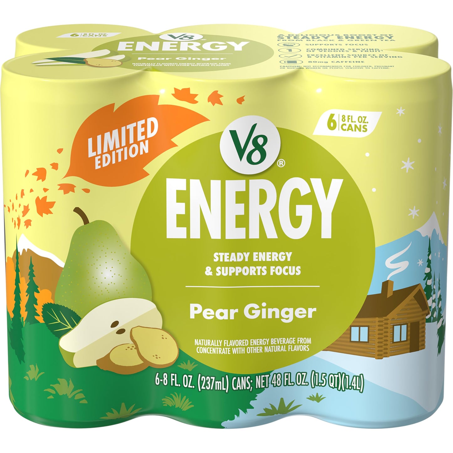 V8 Energy Pear Ginger Energy Drink 8 fl oz Can (6 Pack)