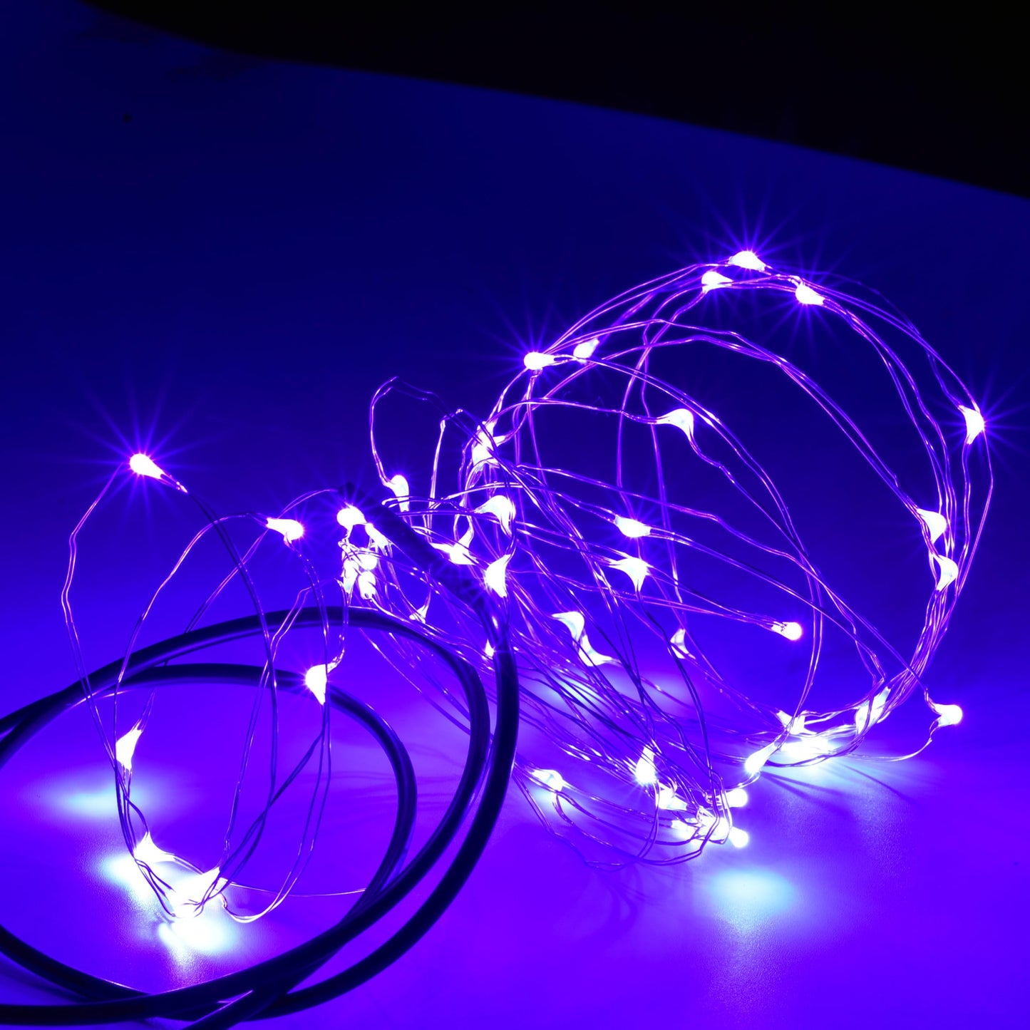 Karlling Usb Plug In Led Fairy Lights 2 Packs Of 50 Led Bulbs 16 Ft Silver Wire Waterproof Starry String Lights For Bedroom Patio Garden Party Wedding Commercial Lighting (Purple)