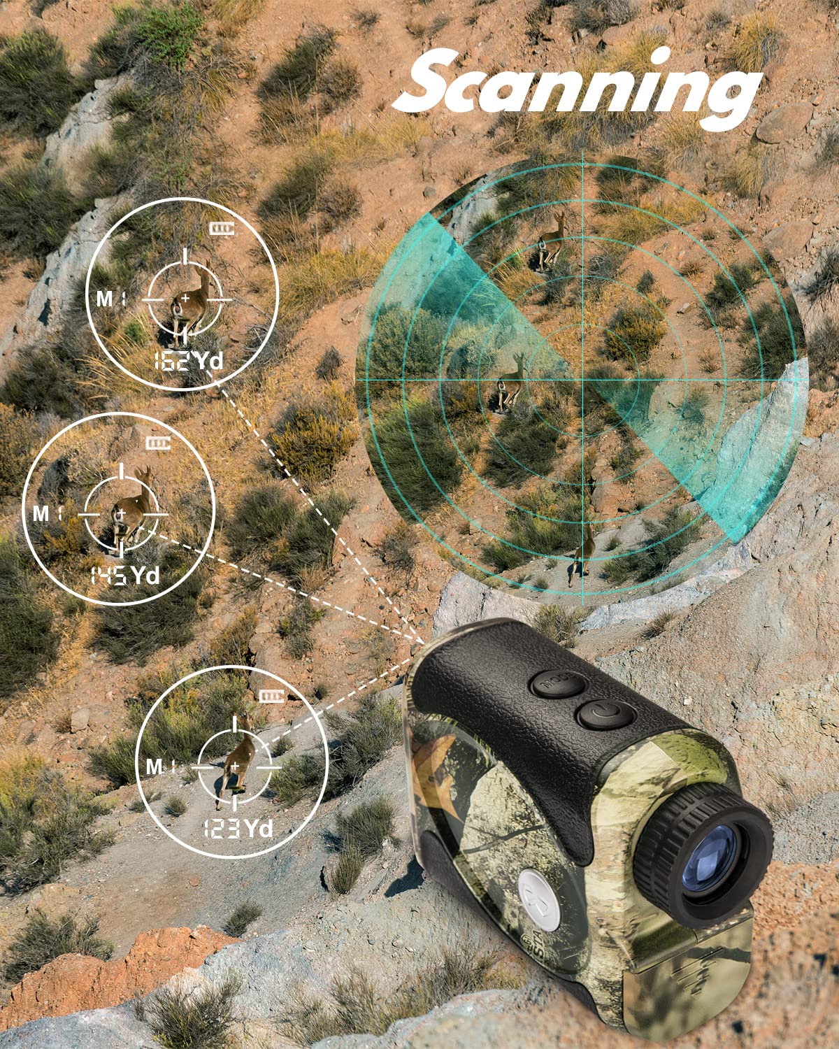 Wosports Hunting Rangefinder, 800 Yards Laser Range Finder With Bow Hunting Mode (Angle, Height, Horizontal Distance), Target Lo