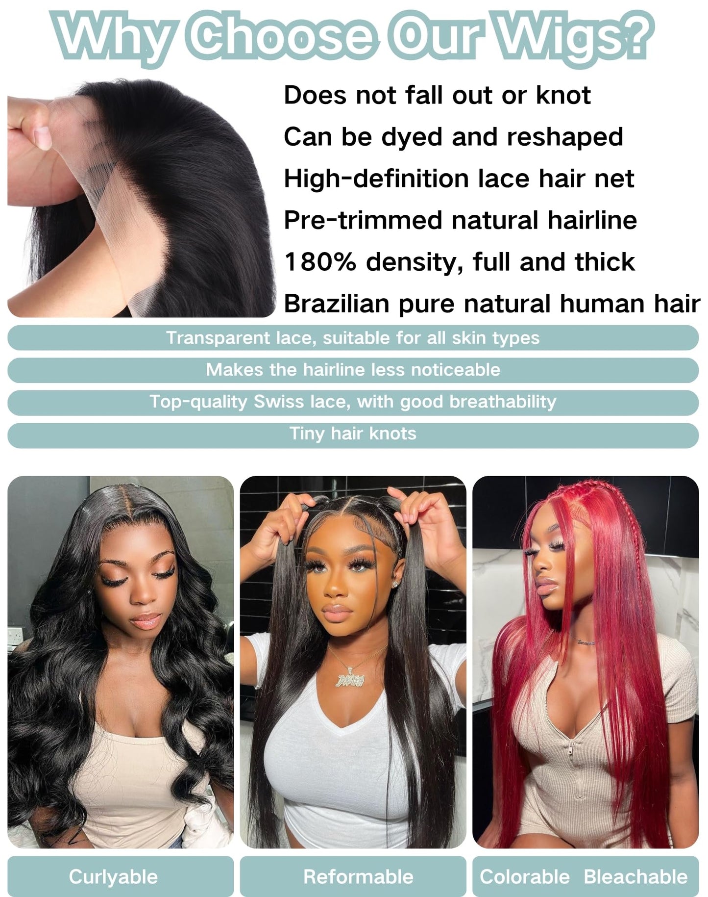 Amyes 30 Inch Straight Lace Front Wigs Human Hair 13x4 HD Lace Front Wig Pre Plucked 200 Density Glueless Wigs for Black Women S