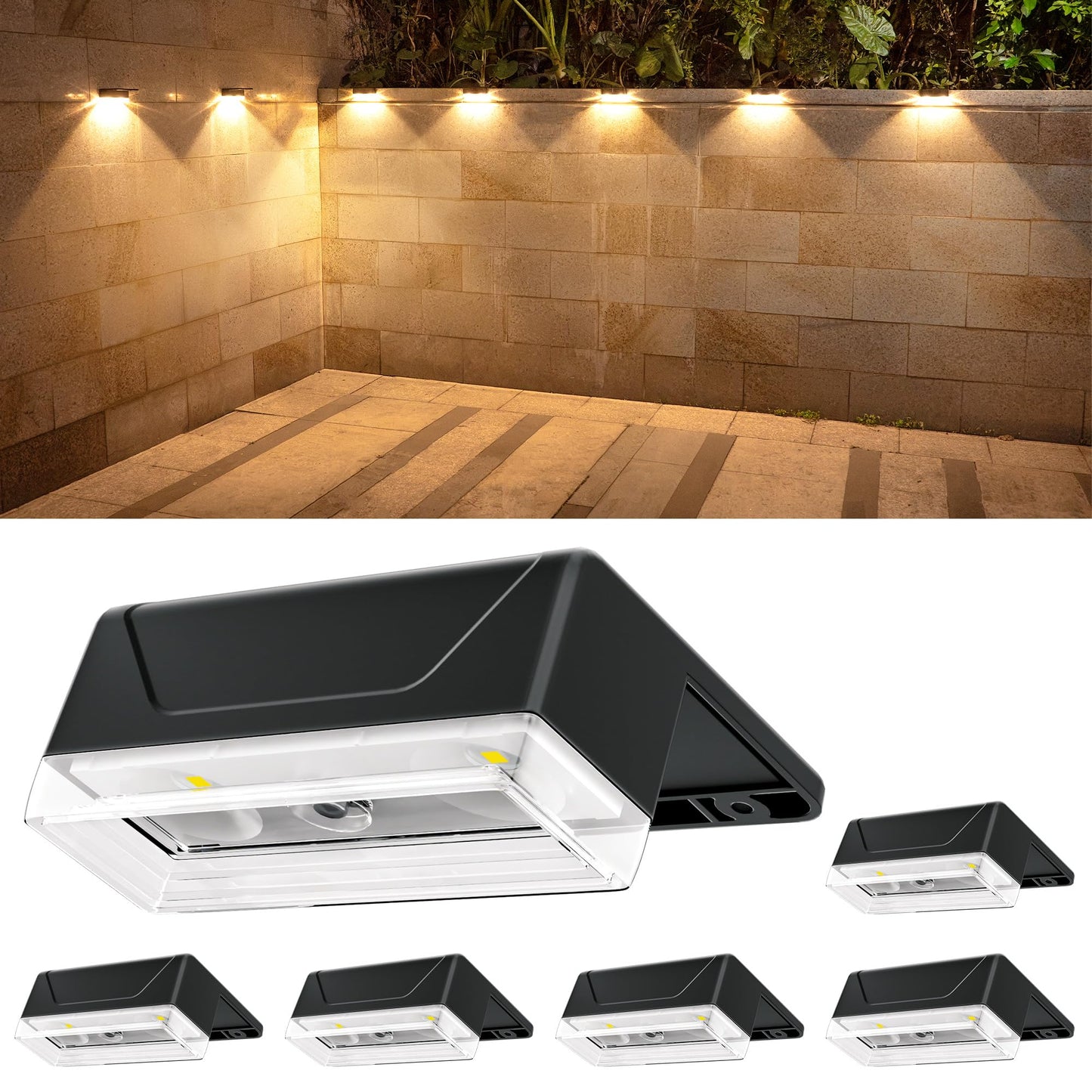 Ellasay Solar Fence Lights Outdoor: IP65 Waterproof RGB Solar Powered with 8 Lighting Modes - Wall Decor for Garden Patio Backya