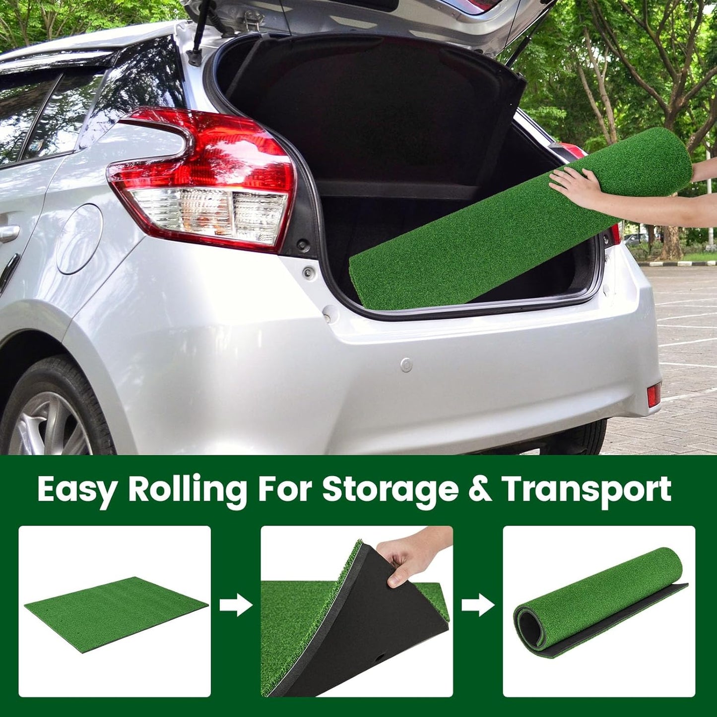 Tangkula Golf Hitting Mat, Artificial Turf Mat for Indoor/Outdoor Golf Practice Includes 2 Rubber Tees & 2 Alignment Sticks, Golf Training Mat for Home Backyard Garage