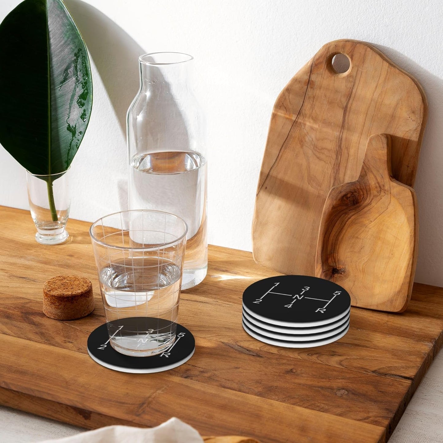 Racing Car Coasters for Drinks Set of 4, Absorbent Ceramic Drink Coasters for Coffee Table Wooden Table Cup Bar, 4 Inches
