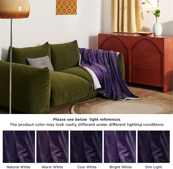 Bedsure GentleSoft Sherpa Fleece Throw Blanket Twin Size for Couch - Thick and Warm, Soft Fuzzy Plush Twin Blanket for Winter, Purple, 60x80 Inches