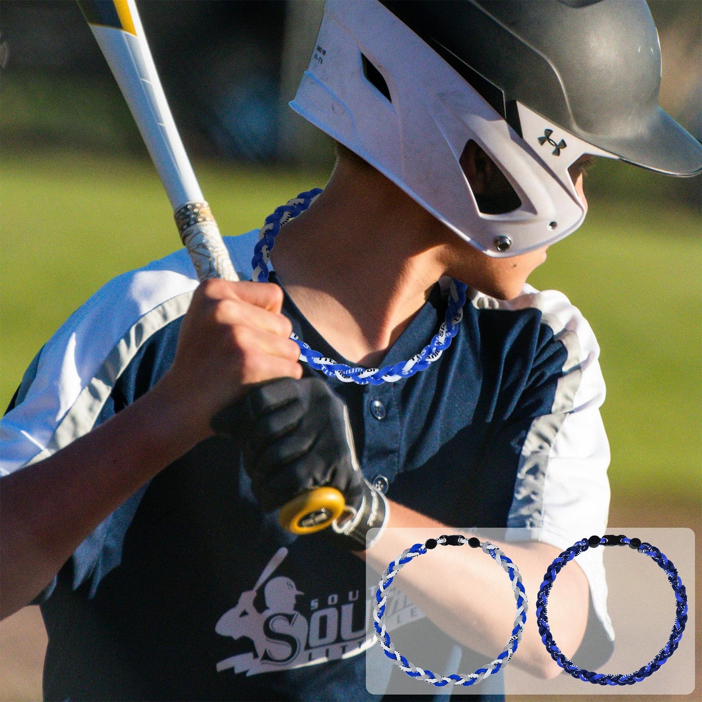 SUPBOMM 3 pcs Baseball Rope Necklaces, League Team Colors Braided Necklace, Baseball Team Gifts, Dodgers