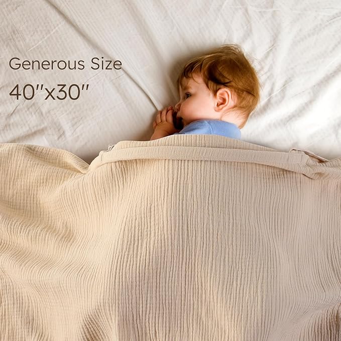 Yoofoss 2 Pack Muslin Nursing Cover for Breastfeeding, 100% Cotton Breastfeeding Cover with Arch Neckline, Soft Breathable Privacy Nursing Covers for Women, Multi-use Breastfeeding Essentials