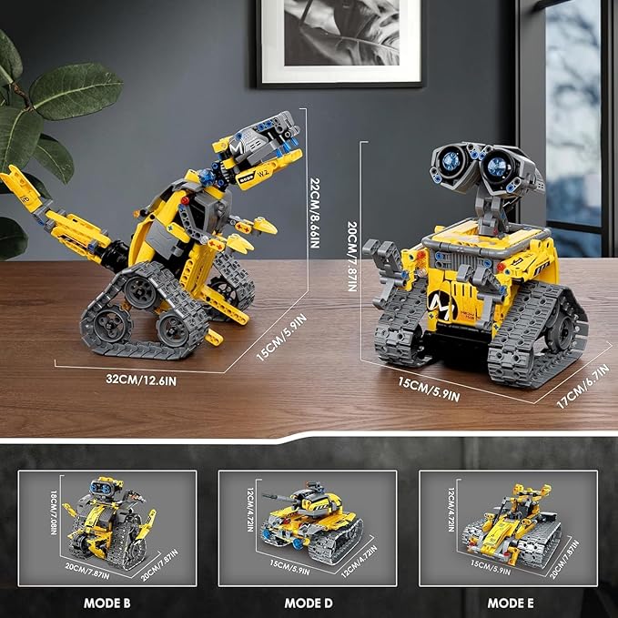 Sillbird Robot Building Kit with Remote Control STEM Gifts for Boys Age 8-13, Technic Coding Robotic Toys for Kids Birthday, Buildable 5in1 Models with 488 Pieces