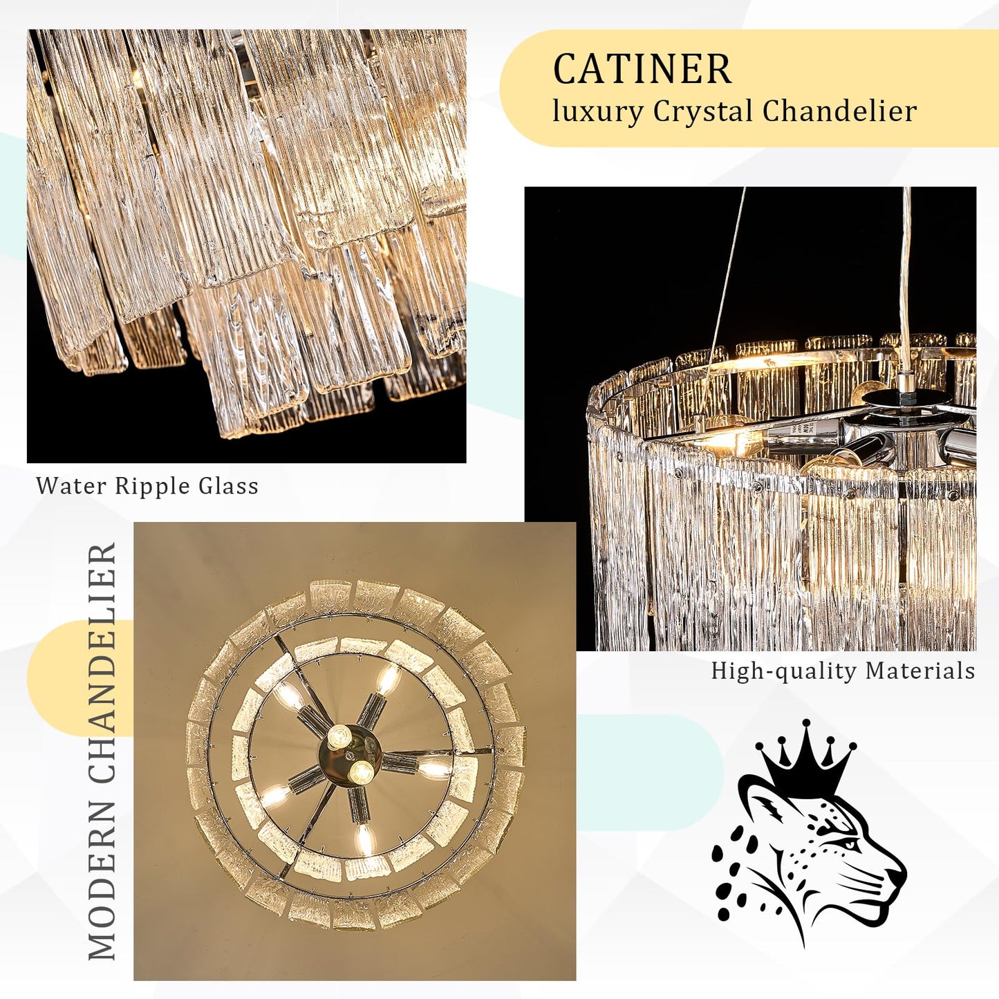 Modern Chrome Chandeliers 20 7-Light Crystal Glass Ceiling Pendant Light Fixtures stylish Round Chandelier 2 Tiers Hanging Lighting For Dining Room Foyer Living Room Bedroom