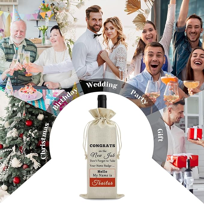 New Job Gift Congratulations Gifts for Women Men Wine Bags Coworker Leaving Gifts New Beginnings Gift for Coworker Wine Gift Bag Goodbye Gift Going Away Gifts For Colleague Leader Wine Wrapping Bag