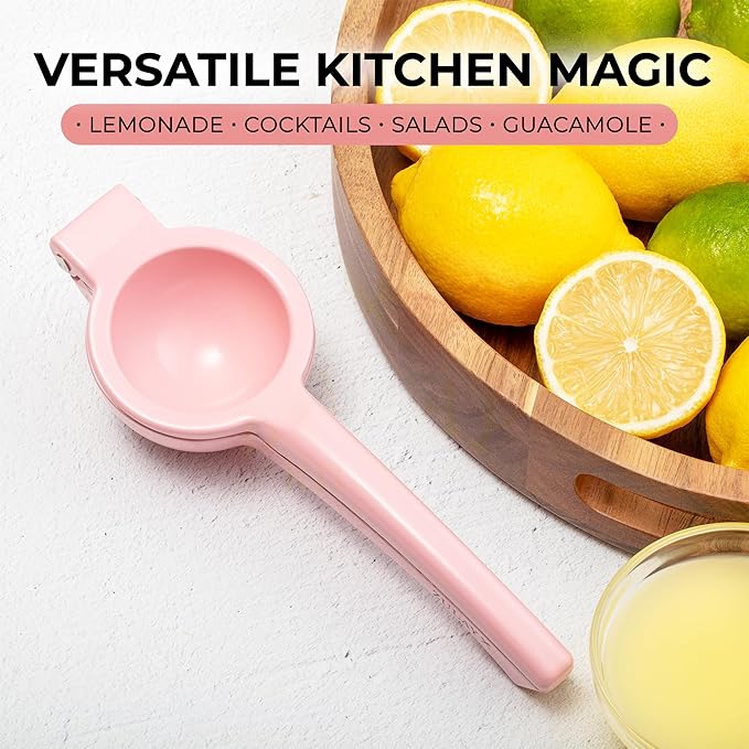 Zulay Premium Quality Metal Lemon Squeezer, Citrus Juicer, Manual Press for Extracting the Most Juice Possible - Pink