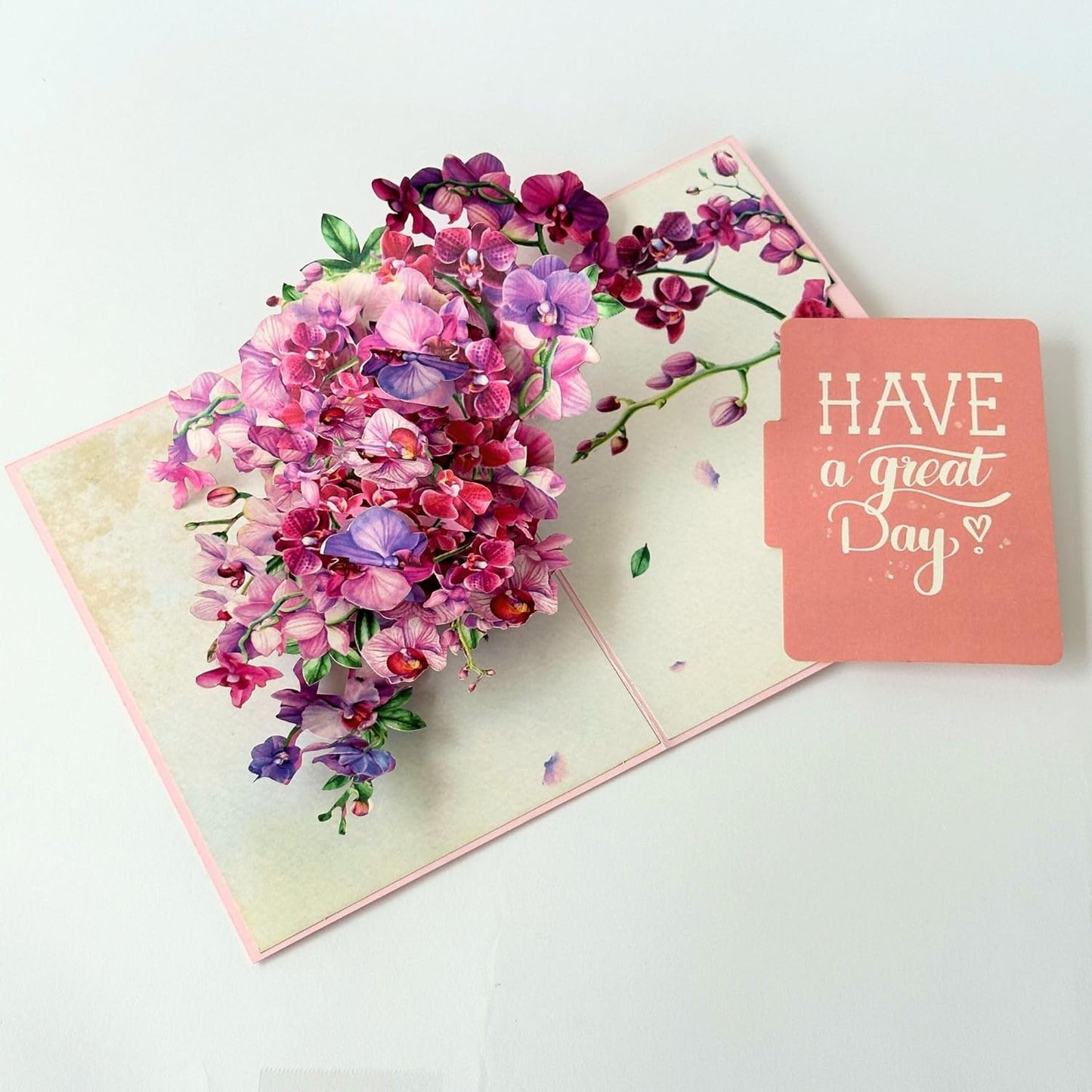 Pop Up Greeting Card Purple Orchid Blooming Flower Card Nature Lover Gift Love Appreciation Thank You Birthday Gift for Mom Mother's Day Idea