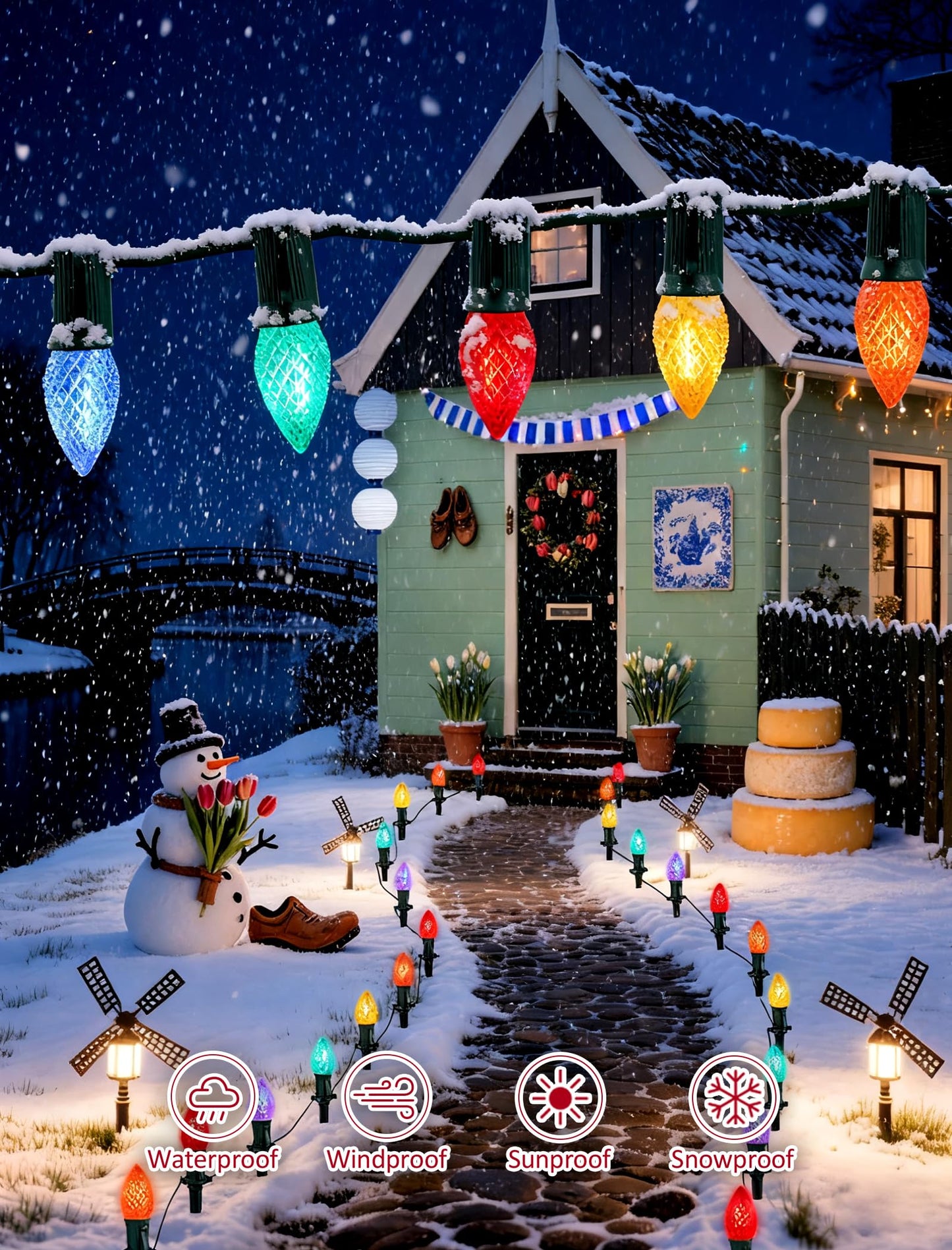 Hobbynors 30-Pack C7 Led Replacement Christmas Light Bulbs Shatterproof Cool White Bulbs For Outdoor String Lights 0.6W Energy Saving E12 Base Modern & Functional Holiday Lighting