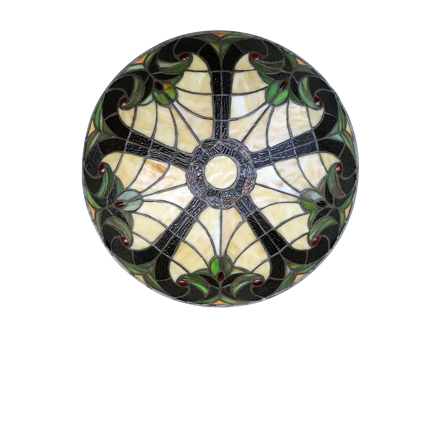 Chloe Lighting Liaison 3-Light Ceiling Flush Fixture, 16in Wide, Stained Glass, Model CH18780VI16-CF3