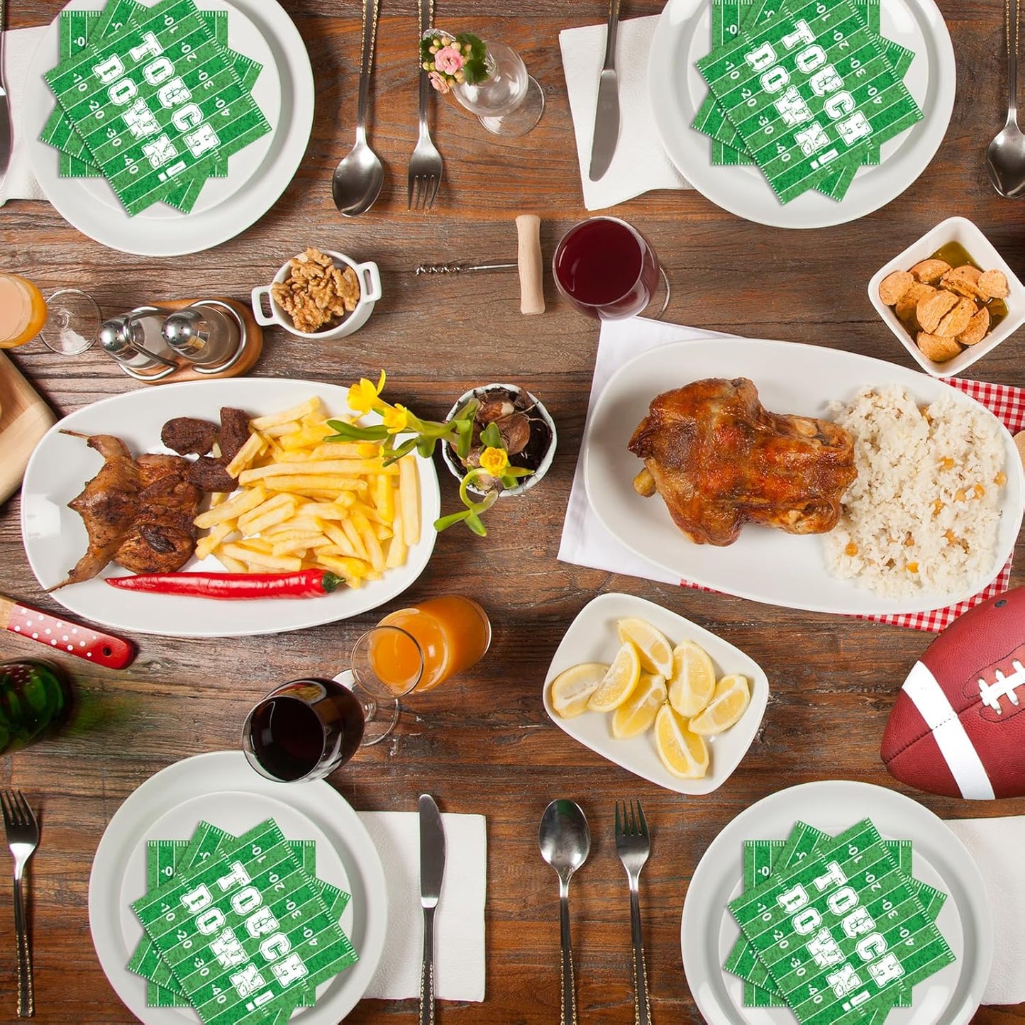 40PCS Football Paper Napkins 13 x 13 Inches Luncheon Napkins Cocktail Napkins Disposable Sports Theme Decorations for Kids Baby Shower,Birthday Party, Basketball Theme Party Supplies