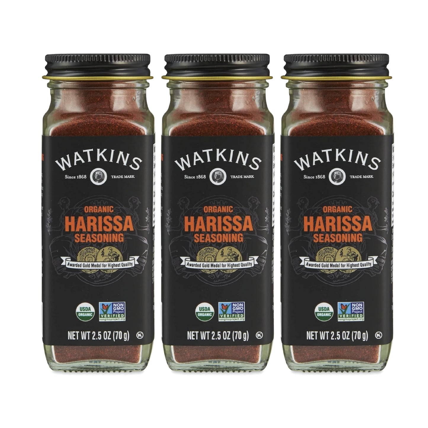 Watkins Gourmet Organic Spice Jar Harissa 2.5 oz. Bottle 3-Pack