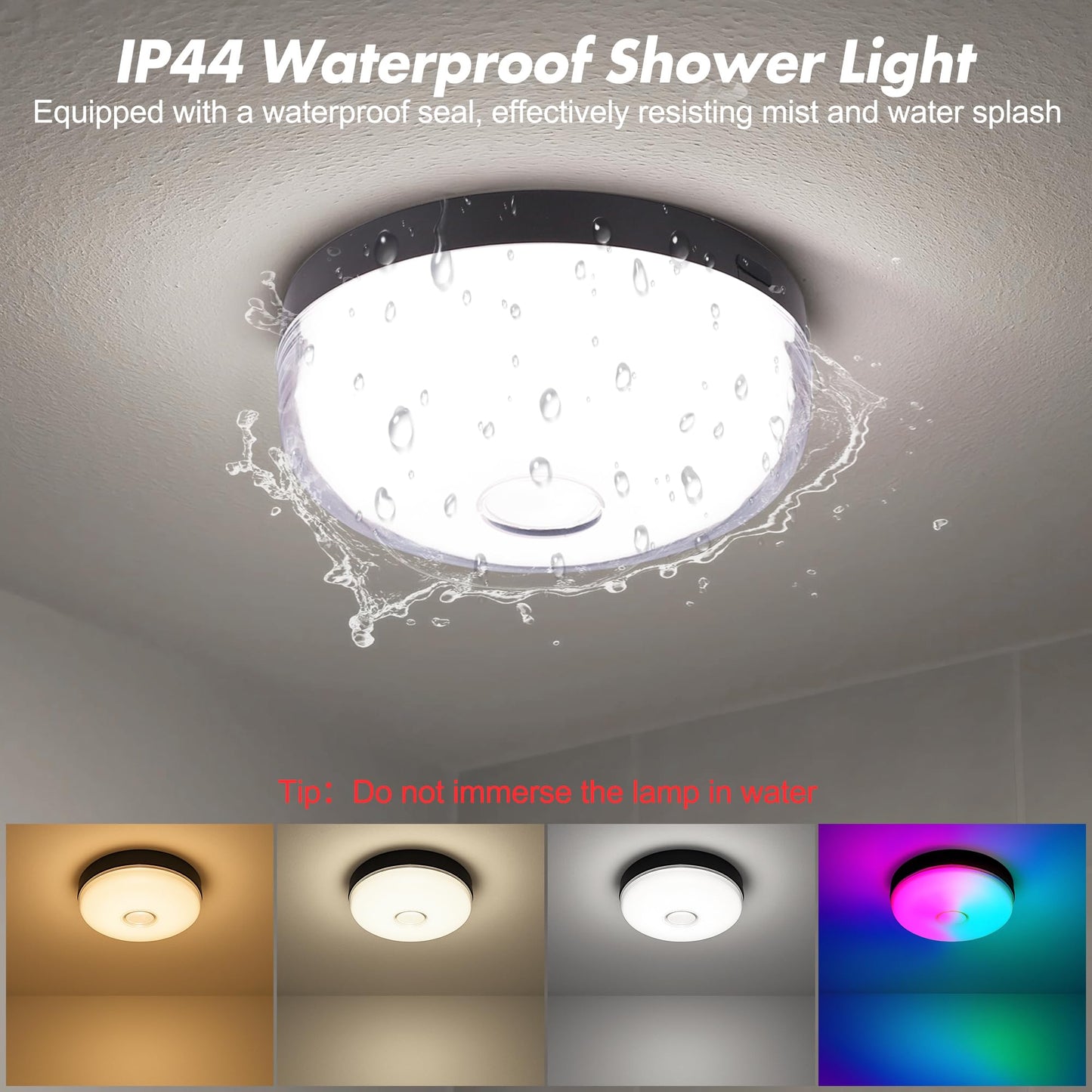 2-Pack Rechargeable Shower Lights For Inside Shower 15 Rgbw Color Changeable Waterproof Lights For Shower With Remote(Dimmable&Timer) Wireless Led Mood Lighting For Bathroom Closet Bedroom Party