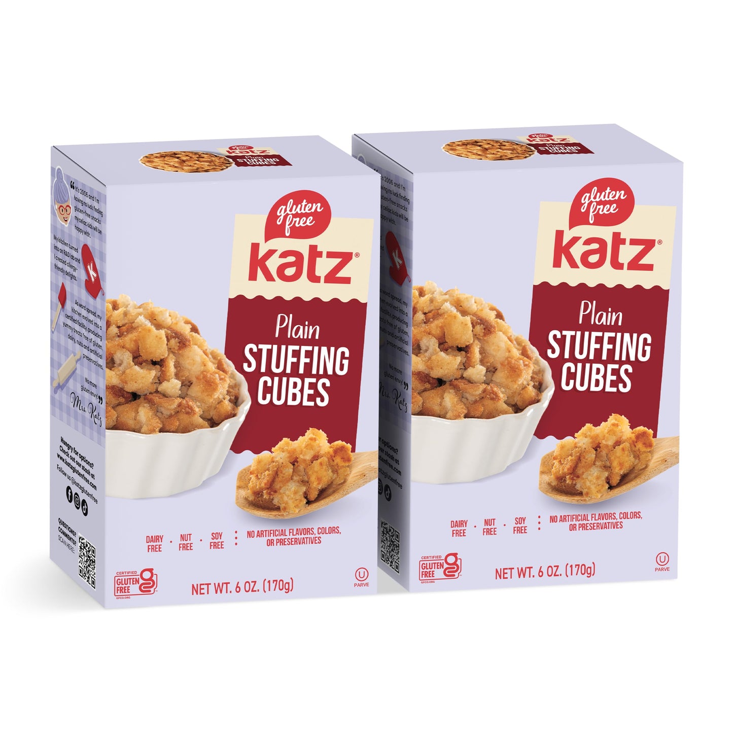 Katz Gluten Free Plain Stuffing Cubes. Create Your Stuffing Mix For Your Holiday And Everyday Cooking Needs With No Artificial Flavors Colors Or Preservatives Pack of 2 (6 Oz)