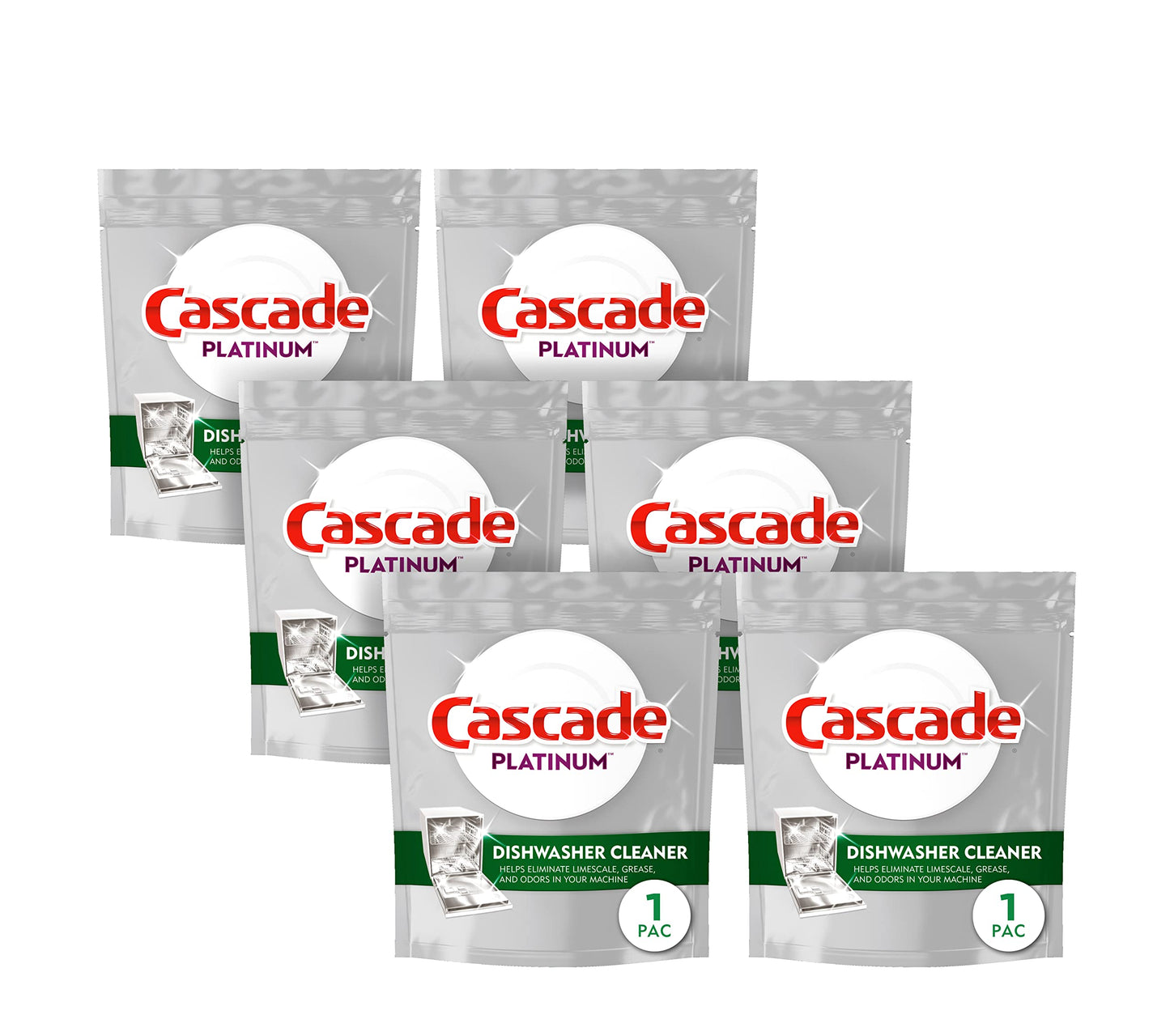 Cascade Platinum Dishwasher Cleaner, 6 count