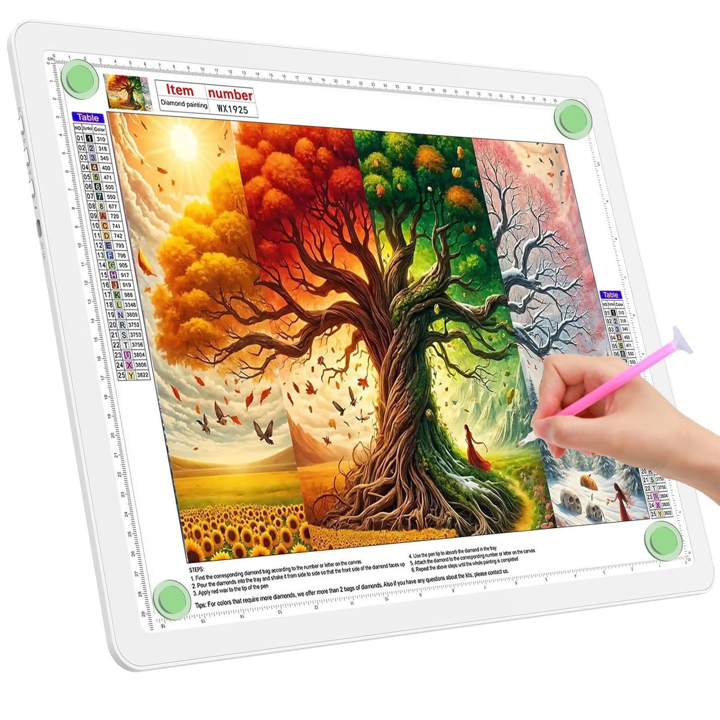 TOHETO A3 Light Board for Diamond Painting, Super Bright Magnetic Light Pad with Side Buttons, Lightbox for Tracing and Drawing,