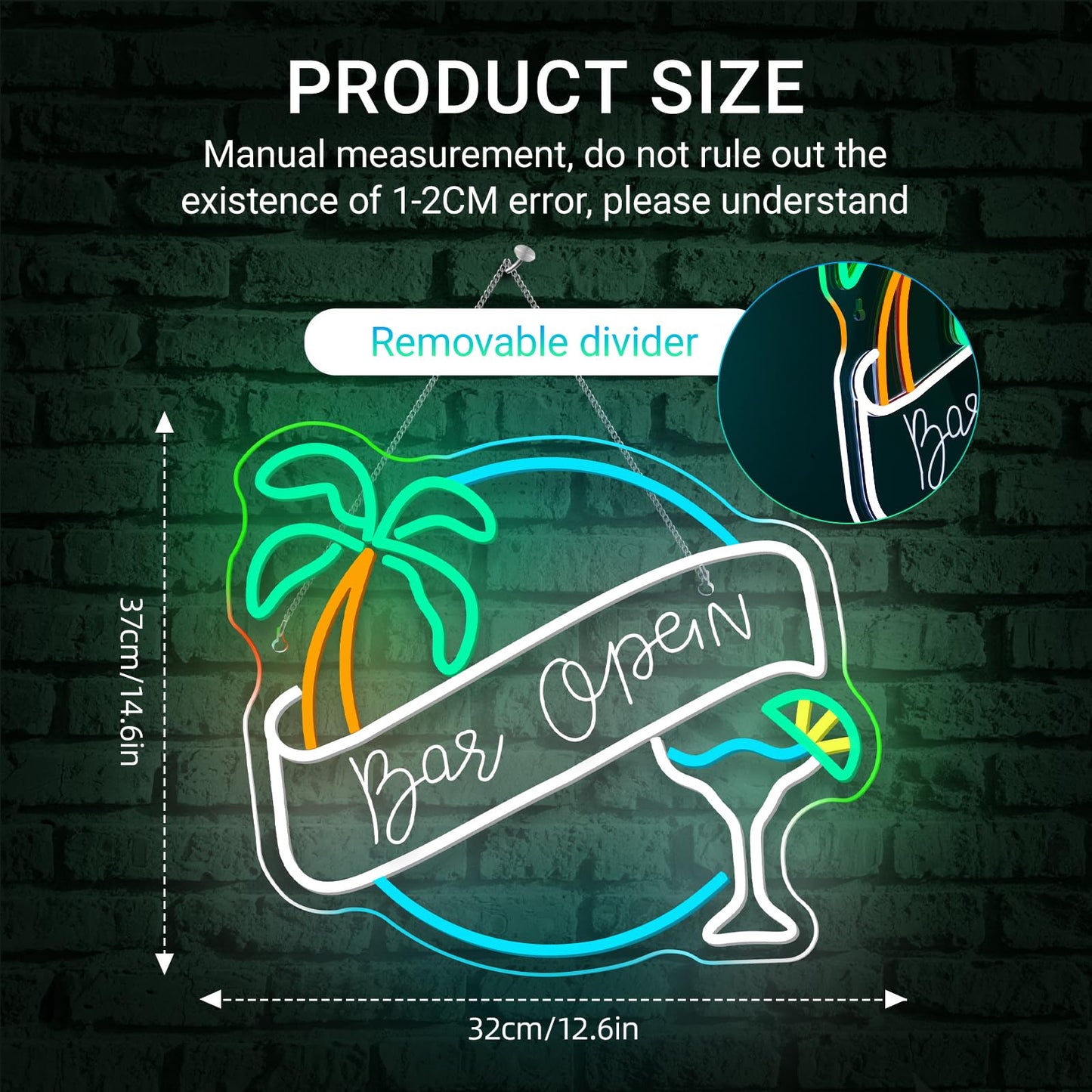 Wx&Yh Bar Open Neon Sign Cocktail Coconut Tree Led Light Open Sign Neon Signs For Wall Decor Pub Party Club malt-inspired Bar Lights Man Cave Coffee Home Stores Restaurant Palm Decor Gifts